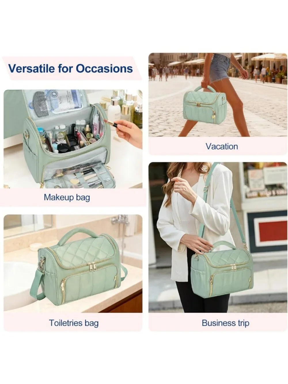 Large Waterproof Travel Toiletry & Makeup Organizer Bag with Handle & Dividers